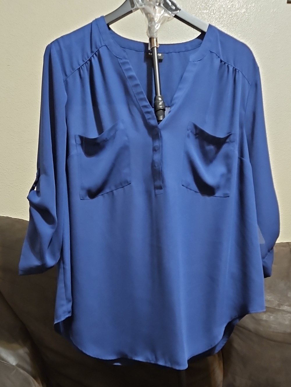 torrid Cobalt Blue V-Neck Button-Trim Blouse